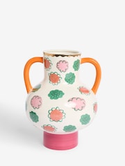 Lucy Tiffney Pink Flower Footed Handle Vase - Image 3 of 5