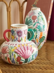 Lucy Tiffney Set of 2 Cream/Pink/Green Floral Vases - Image 3 of 5