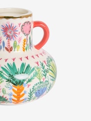 Lucy Tiffney Set of 2 Cream/Pink/Green Floral Vases - Image 5 of 5
