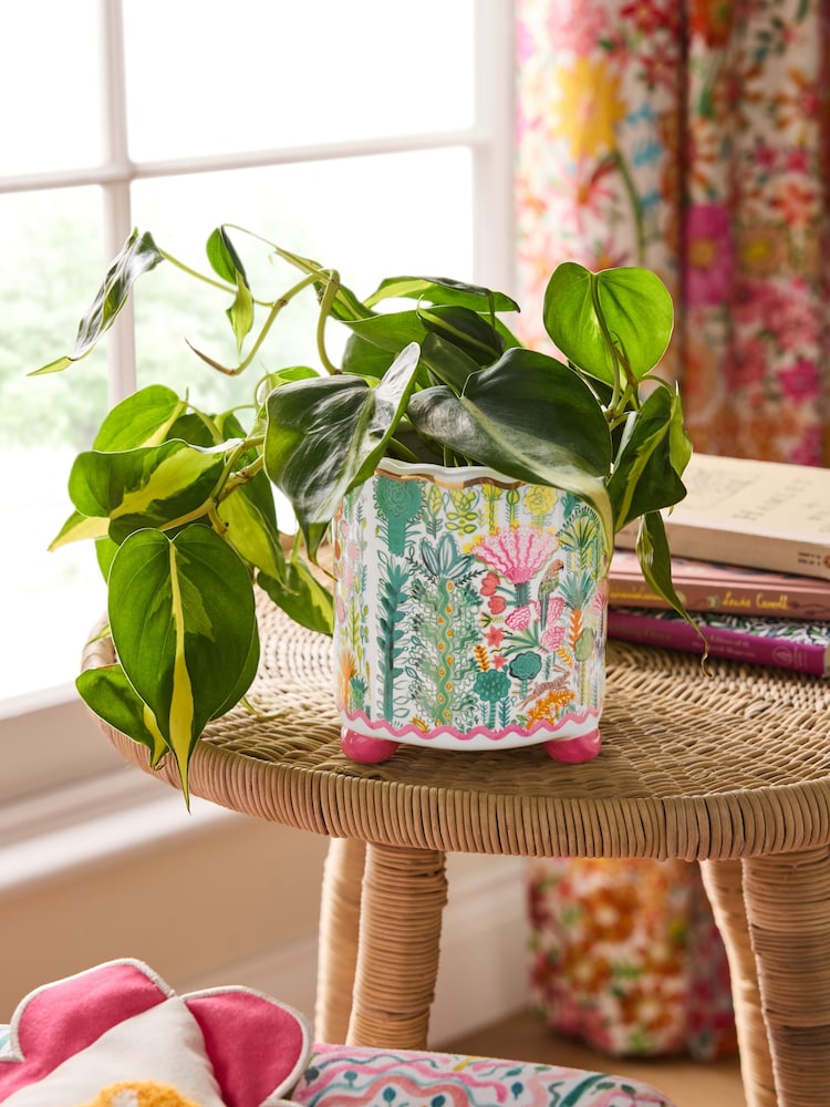 Lucy Tiffney Cream/Pink/Green Floral Animal Planter - Image 1 of 5