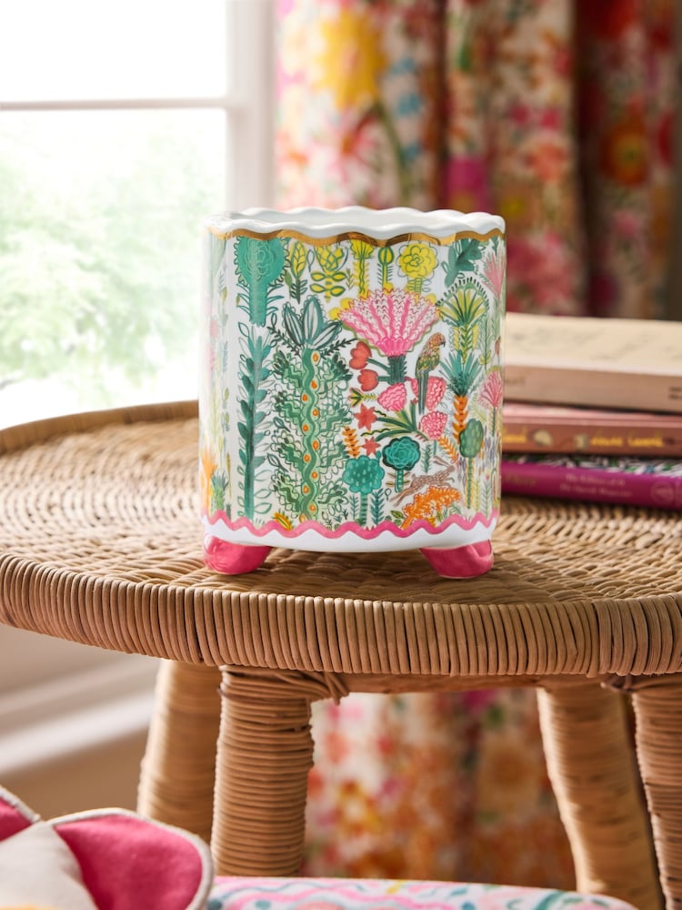 Lucy Tiffney Cream/Pink/Green Floral Animal Planter - Image 2 of 5