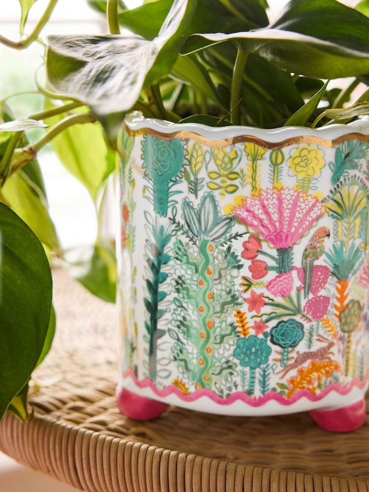 Lucy Tiffney Cream/Pink/Green Floral Animal Planter - Image 3 of 5