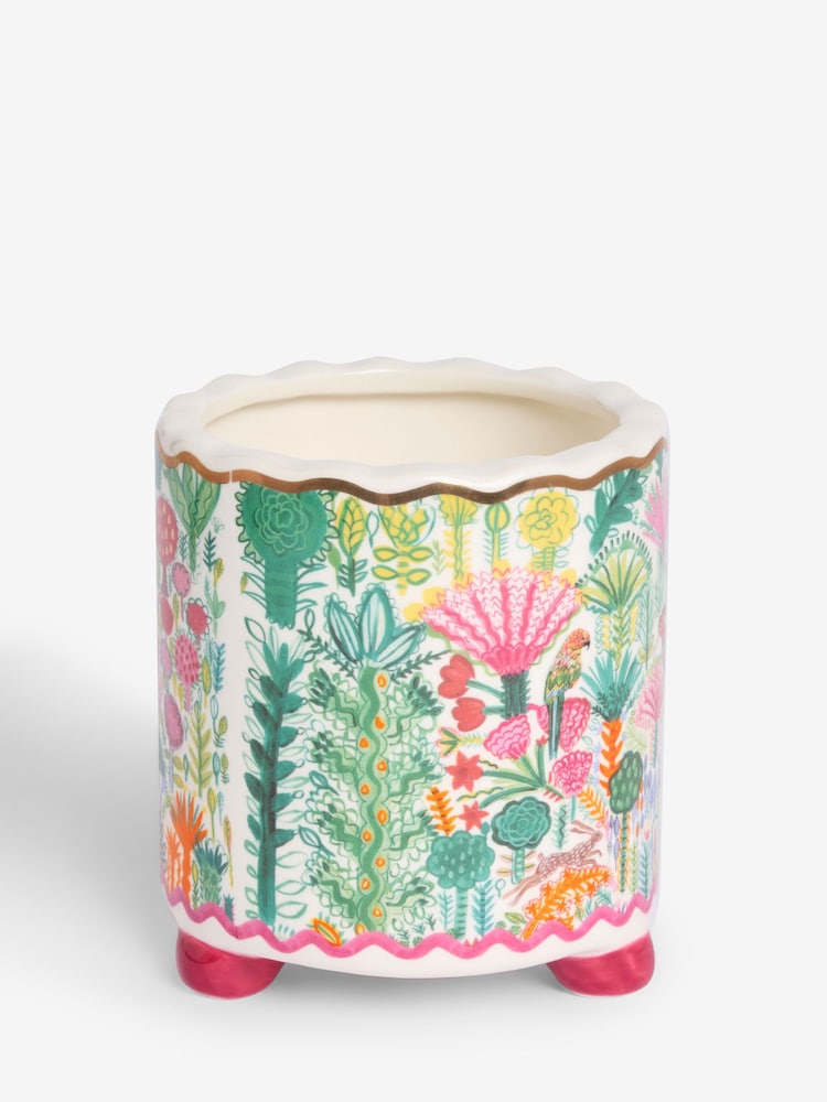 Lucy Tiffney Cream/Pink/Green Floral Animal Planter - Image 4 of 5