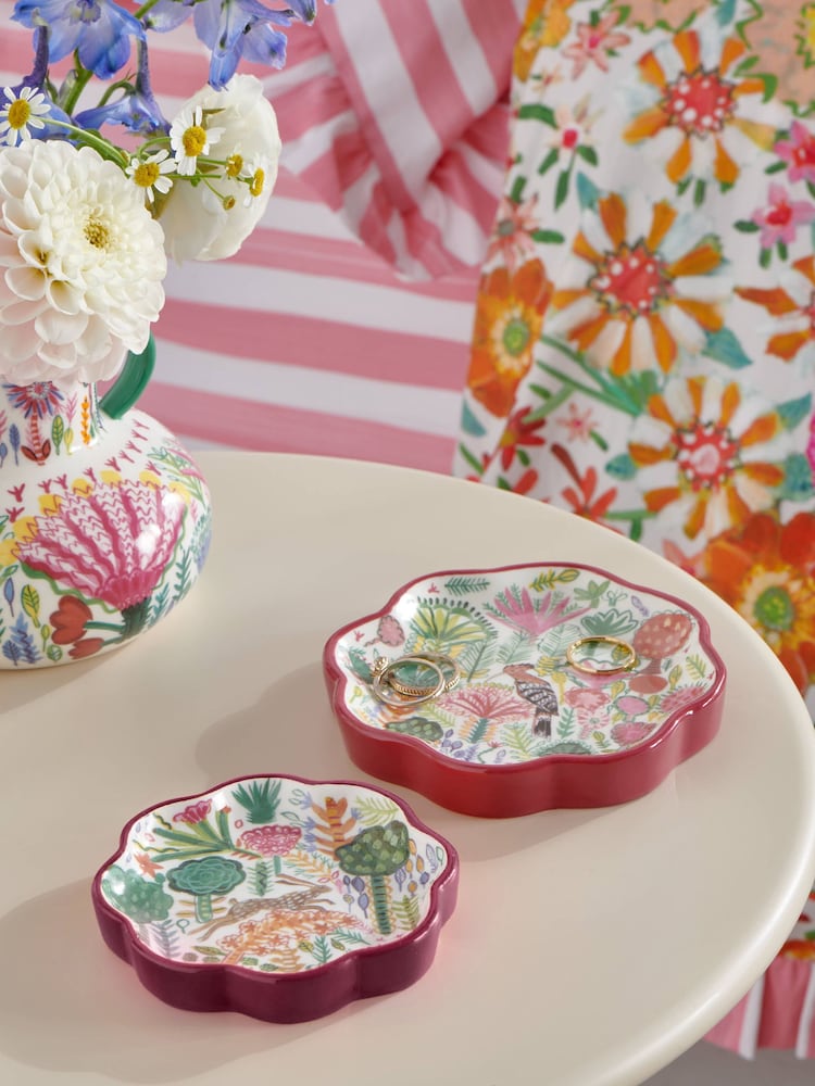 Lucy Tiffney Set of 2 Pink/Orange Trinket Trays - Image 1 of 5