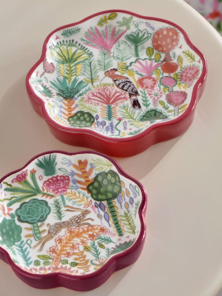 Lucy Tiffney Set of 2 Pink/Orange Trinket Trays - Image 2 of 5