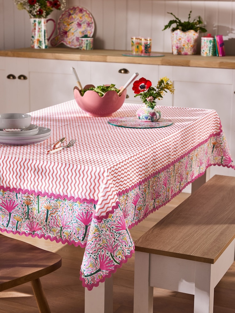 Lucy Tiffney Pink/Yellow Table Cloth - Image 1 of 3