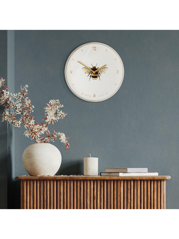 Thomas Kent Clocks White 12 Inch Bee In Bloom Wall Clock - Image 1 of 2 Thomas Kent Clocks White 12 Inch Bee In Bloom Wall Clock - Image 1 of 2