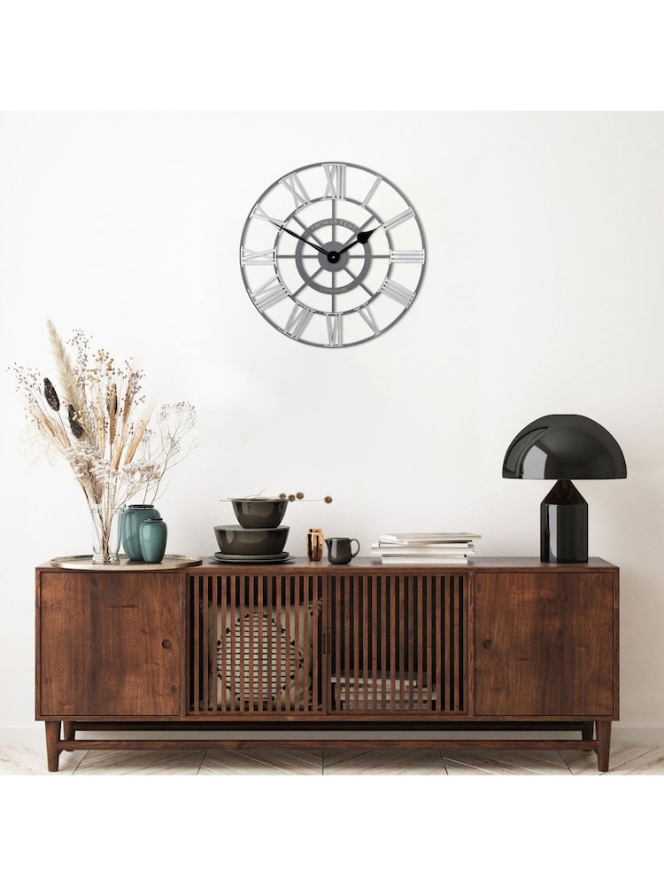 Thomas Kent Clocks Silver 24 Inch Evening Star Grand Skeleton Wall Clock - Image 1 of 3