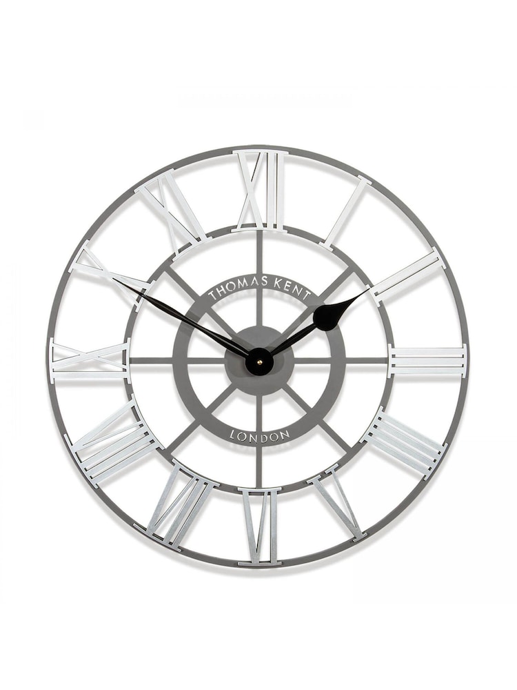 Thomas Kent Clocks Silver 24 Inch Evening Star Grand Skeleton Wall Clock - Image 2 of 3