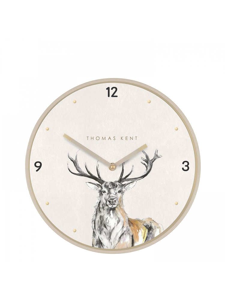 Thomas Kent Clocks Grey 12 Inch Wild Stag Wall Clock - Image 2 of 3