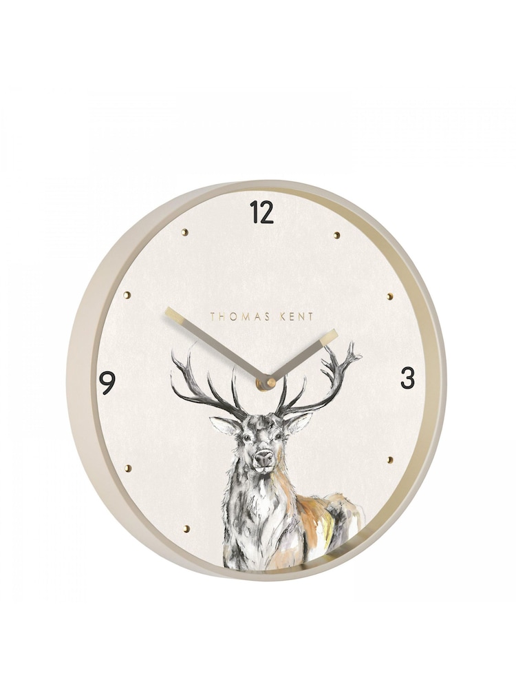 Thomas Kent Clocks Grey 12 Inch Wild Stag Wall Clock - Image 3 of 3