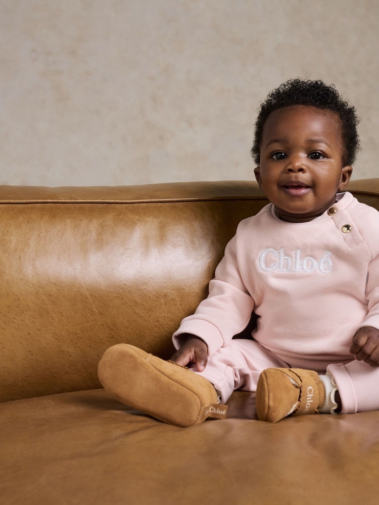 Chloé Pink Logo Crew Neck Sweater - Image 1 of 4