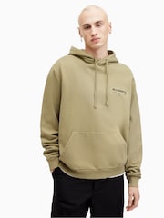 AllSaints Green Access Over The Head 100% Cotton Hoodie - Image 1 of 5