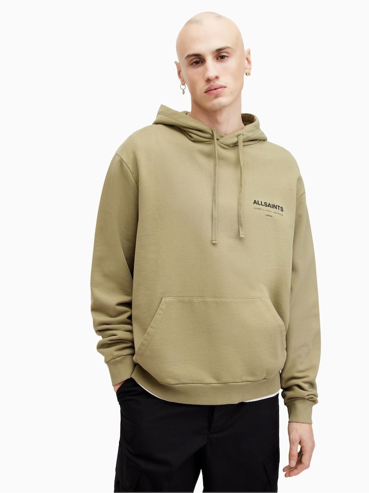 AllSaints Green Access Over The Head 100% Cotton Hoodie - Image 1 of 5