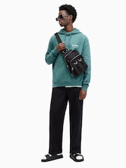 AllSaints Blue Access Over The Head 100% Cotton Hoodie - Image 3 of 7