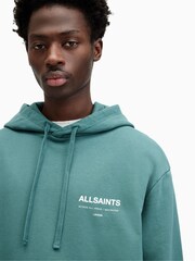 AllSaints Blue Access Over The Head 100% Cotton Hoodie - Image 4 of 7