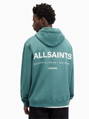 AllSaints Blue Access Over The Head 100% Cotton Hoodie - Image 6 of 7