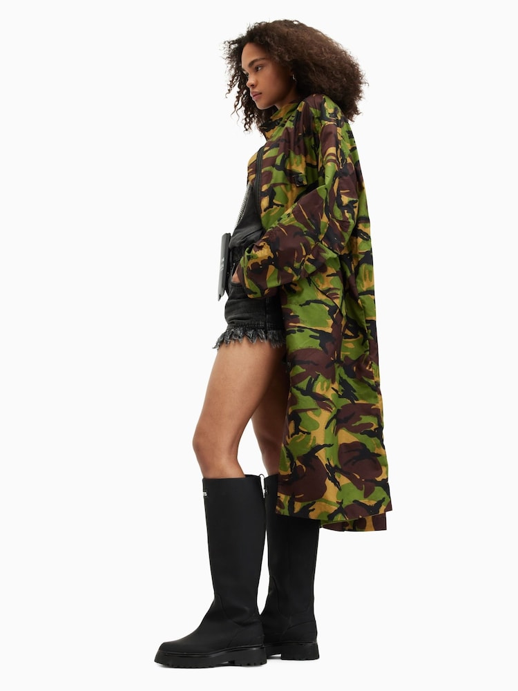 AllSaints Green Daneya Camo Parka - Image 2 of 7