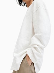 AllSaints White Aspen Long Sleeve Crew Neck 100% Cotton T-Shirt - Image 2 of 7