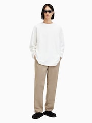 AllSaints White Aspen Long Sleeve Crew Neck 100% Cotton T-Shirt - Image 5 of 7