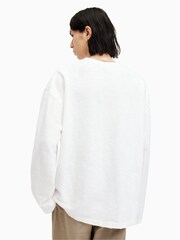 AllSaints White Aspen Long Sleeve Crew Neck 100% Cotton T-Shirt - Image 6 of 7