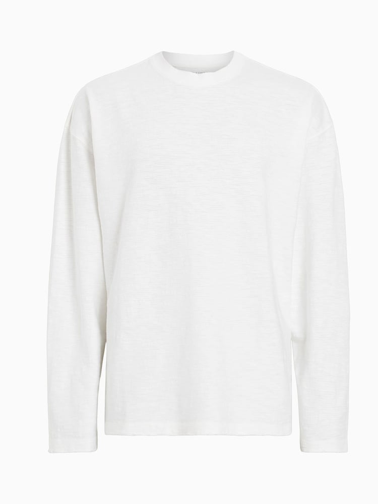 AllSaints White Aspen Long Sleeve Crew Neck 100% Cotton T-Shirt - Image 7 of 7