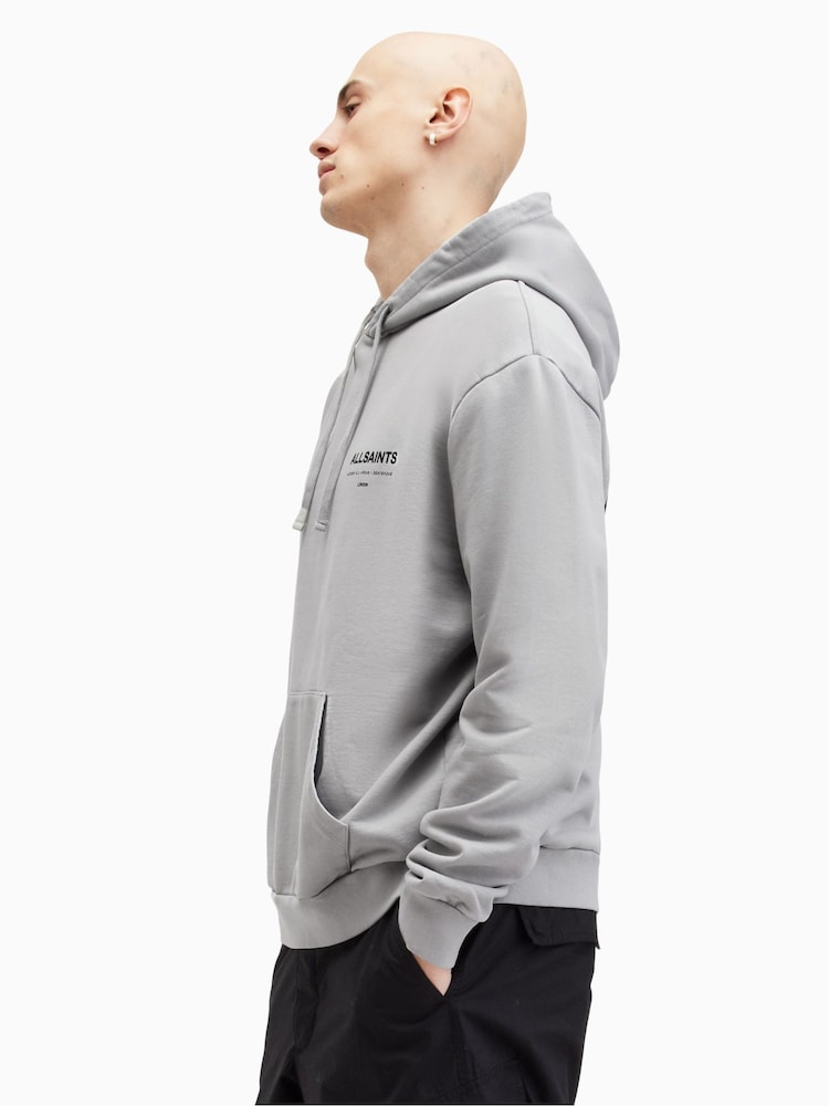 Allsaints Grey Access Over The Head 100% Cotton Hoodie
