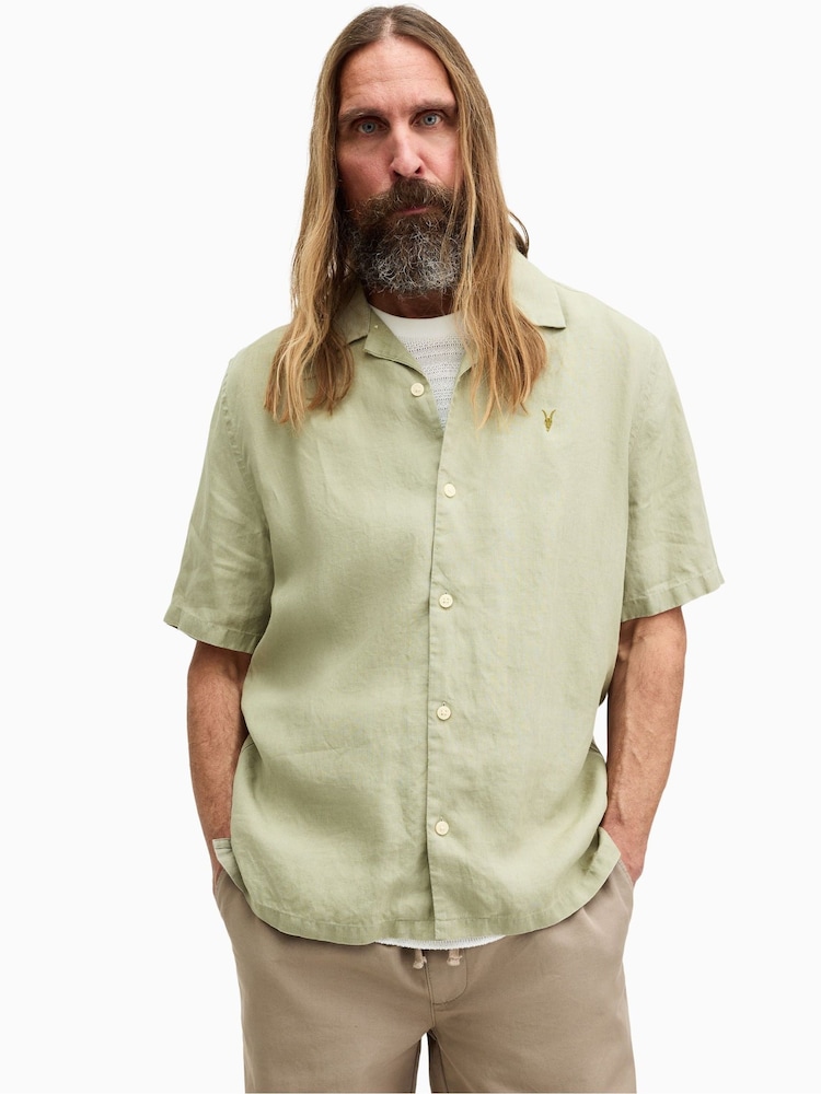 AllSaints Green Audley Shortsleeve Shirt - Image 1 of 6