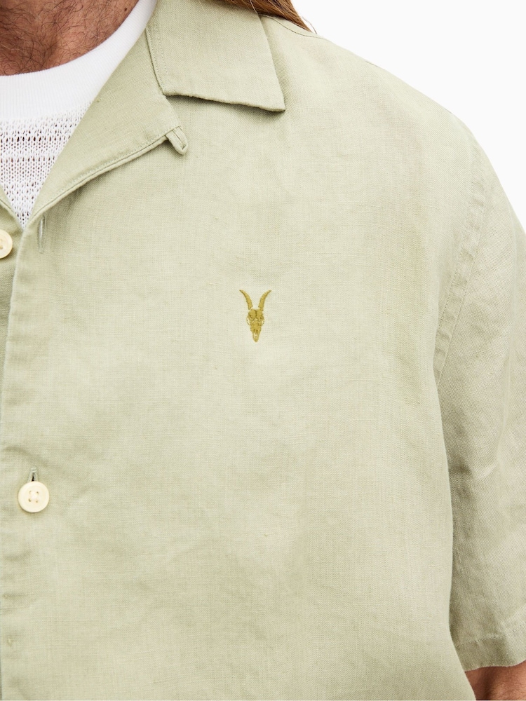 AllSaints Green Audley Shortsleeve Shirt - Image 2 of 6