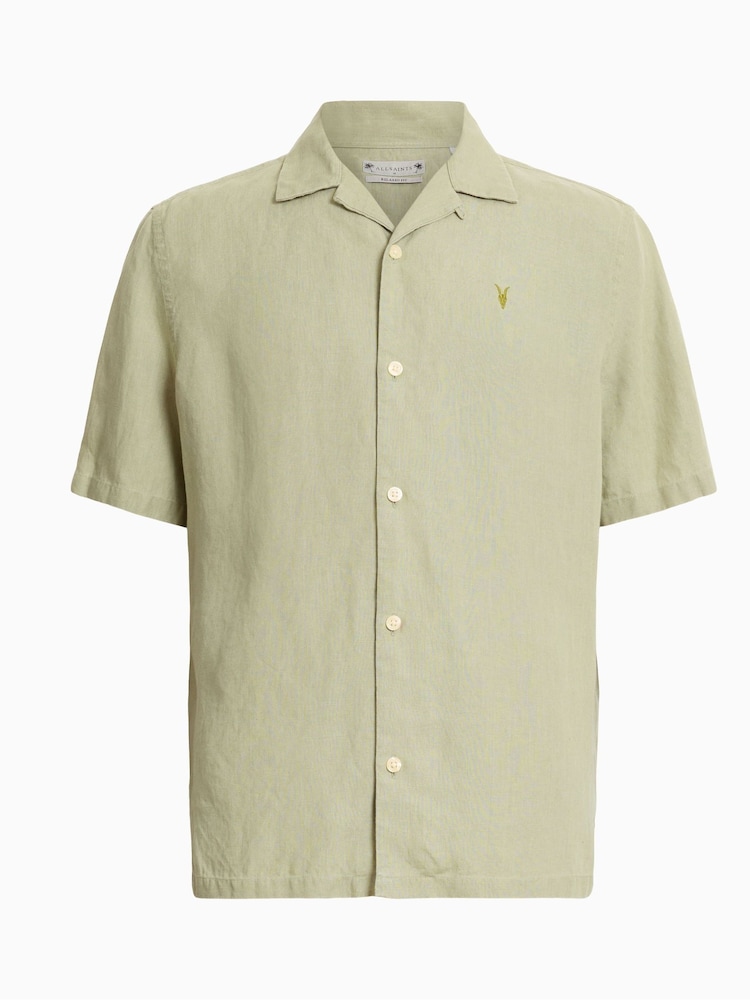 AllSaints Green Audley Shortsleeve Shirt - Image 6 of 6