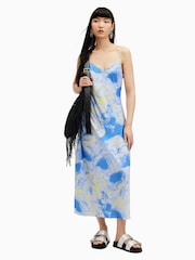 AllSaints Blue Bryony Spiral Dress - Image 3 of 5