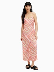 AllSaints Orange Bryony Iona Dress - Image 2 of 5