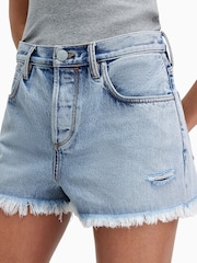 AllSaints Blue Heidi Denim Shorts - Image 3 of 6