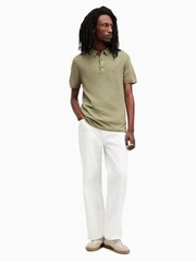 AllSaints Green Mode Merino Short Sleeve Polo Shirt - Image 3 of 5