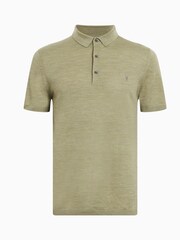AllSaints Green Mode Merino Short Sleeve Polo Shirt - Image 5 of 5