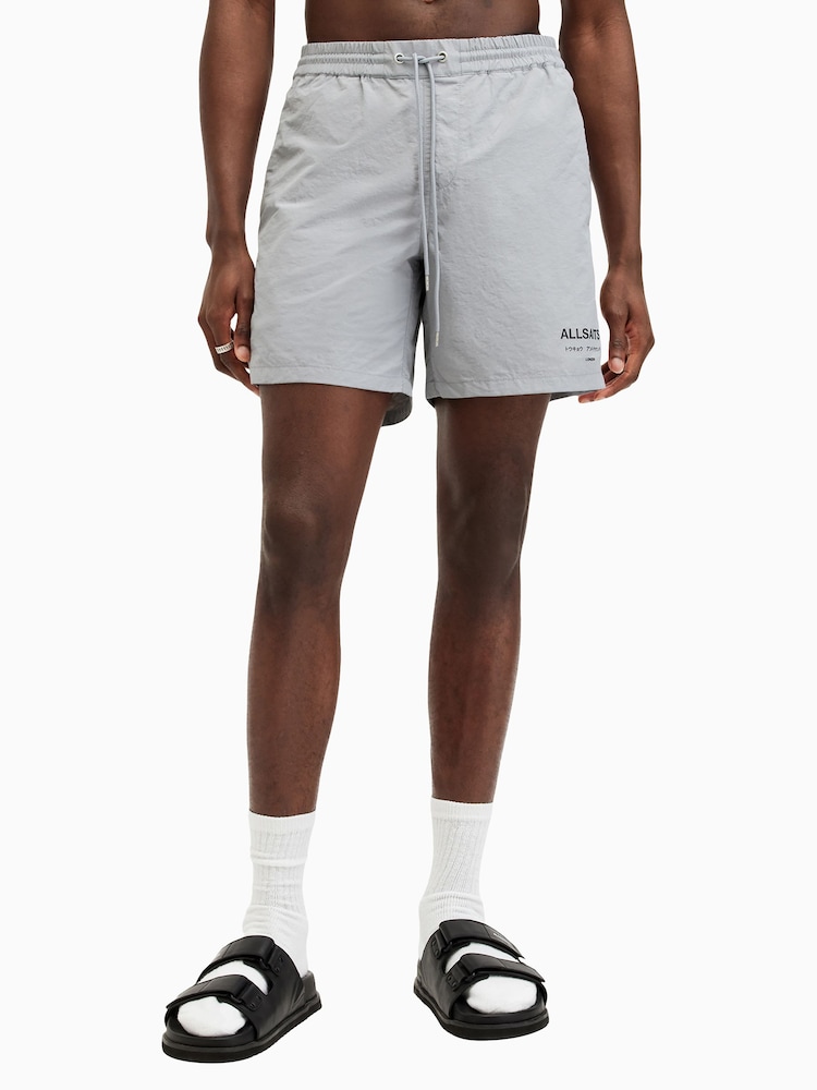 AllSaints Grey Underground Swim Shorts - Image 1 of 8