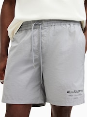 AllSaints Grey Underground Swim Shorts - Image 7 of 8