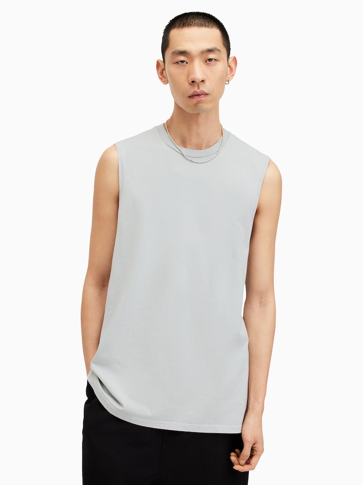 AllSaints Grey Remi Sleeveless Crew T-Shirt - Image 1 of 6