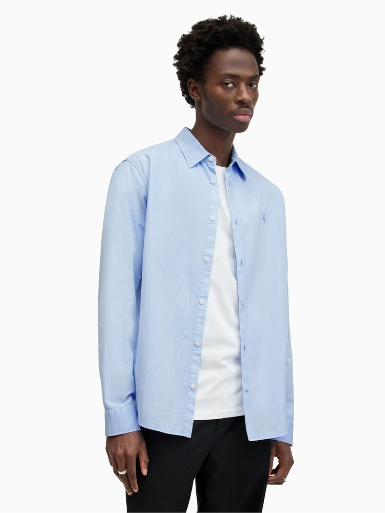 AllSaints Blue Tahoe Long Sleeve Shirt - Image 1 of 7