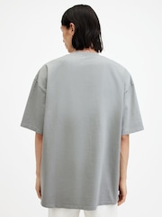AllSaints Grey Laser Shortsleeve Crew Neck 100% Cotton T-Shirt - Image 5 of 5