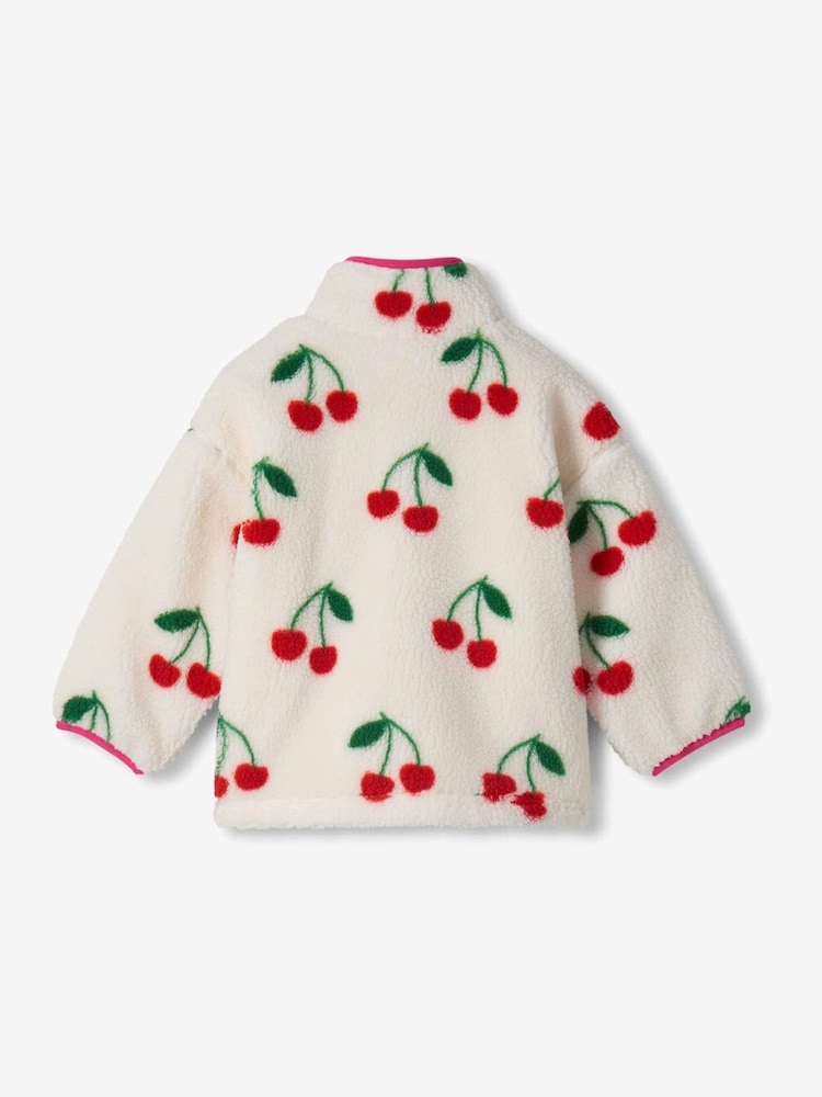 Hatley Natural Cherries Mock Neck Faux Sherpa Jacket - Image 2 of 3 Hatley Natural Cherries Mock Neck Faux Sherpa Jacket - Image 2 of 3