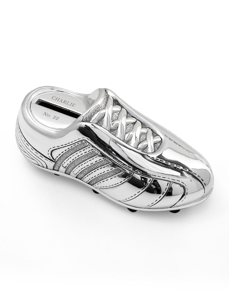 Personalised Silver Plated Football Boot Money Box - Image 4 of 4 Personalised Silver Plated Football Boot Money Box - Image 4 of 4