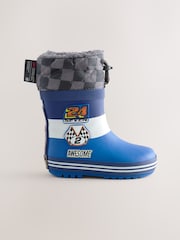 Blue Racing Car Thermal Thinsulate™ Lined Cuff Wellies - Image 1 of 5