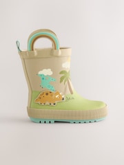 Neutral Dinosaur Handle Pull-On Wellies - Image 1 of 5