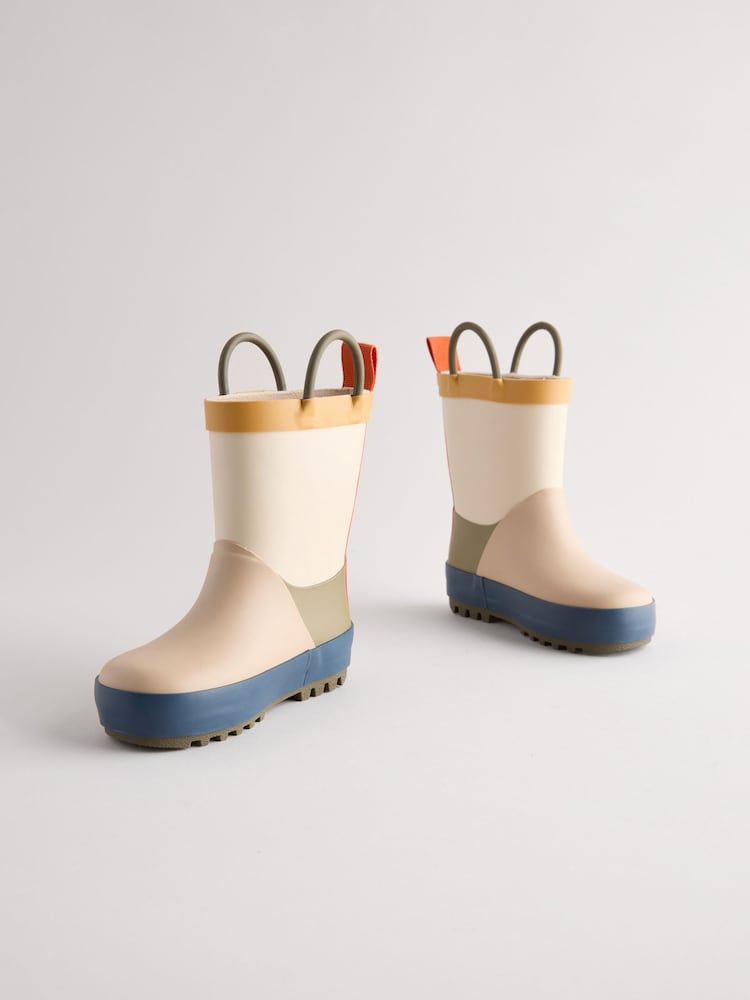 Natural Colourblock Handle Pull-On Wellies - Image 1 of 5