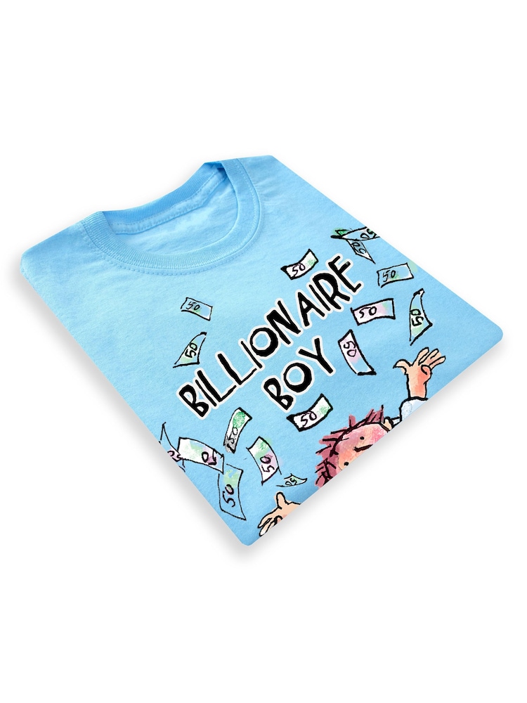 Character Blue Boy David Walliams Billionaire 100% Cotton T-Shirt - Image 2 of 3