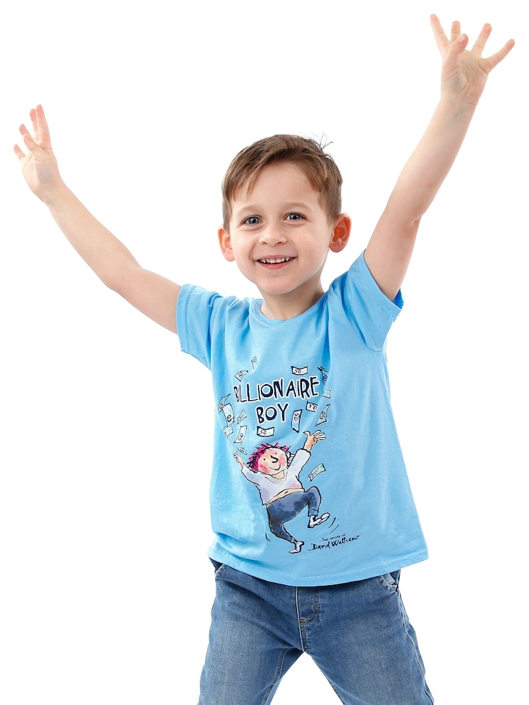 Character Blue Boy David Walliams Billionaire 100% Cotton T-Shirt - Image 3 of 3