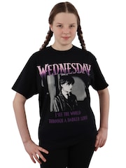 Character Black 100% Cotton Wednesday Addams T-Shirt - Image 1 of 6