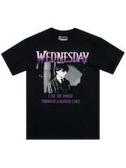 Character Black 100% Cotton Wednesday Addams T-Shirt - Image 3 of 6