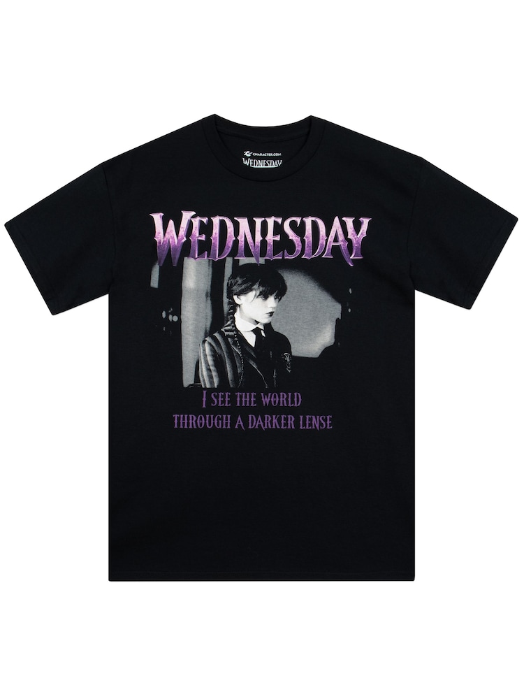 Character Black 100% Cotton Wednesday Addams T-Shirt - Image 3 of 6